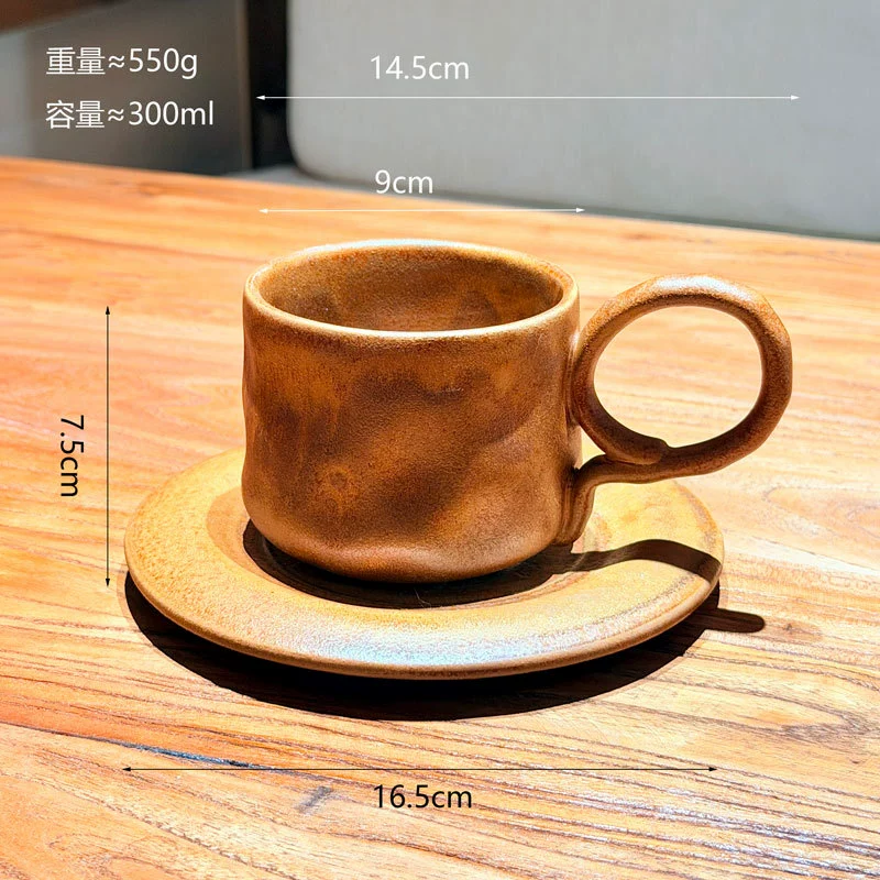 طقم فنجان وصحن قهوة سيراميك بتأثير الفرن الفني tableware view 6
