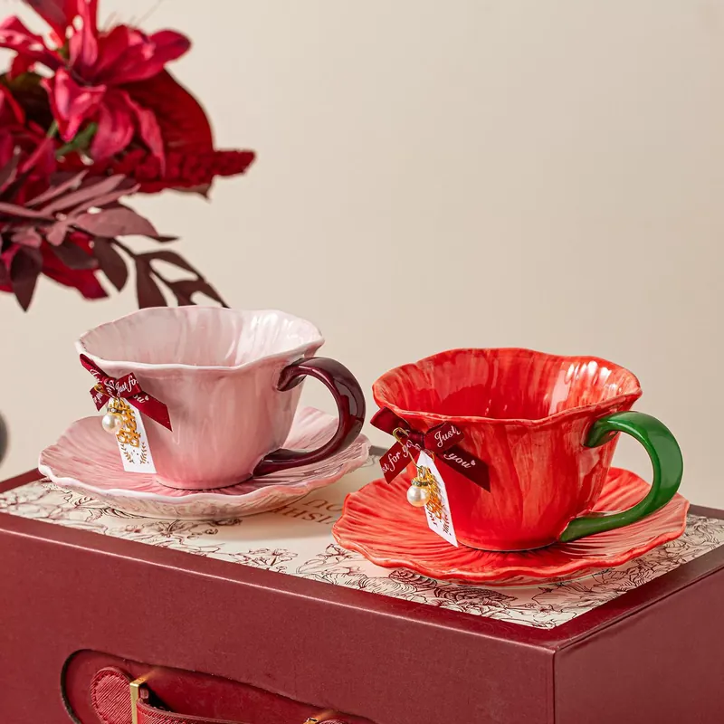 결혼식용 레드 도자기 식기 세트 tableware view 4