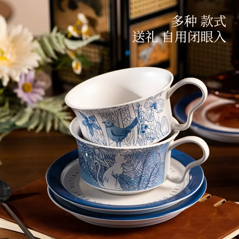Porcelain Coffee Cup and Saucer Set tableware view 4