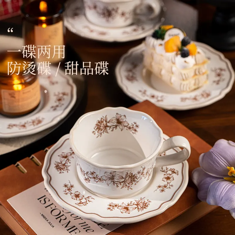 Porcelain Coffee Cup and Saucer Set tableware view 4