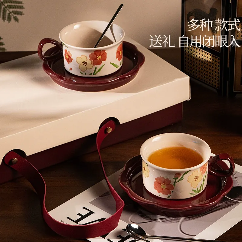 Porcelain Coffee Cup and Saucer Set tableware view 4