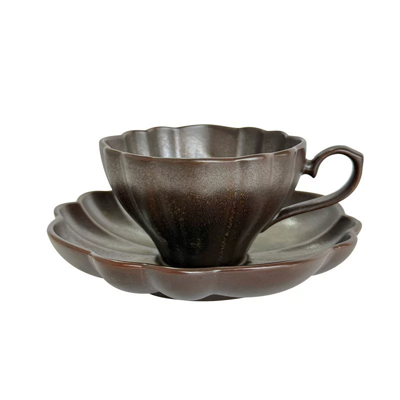 Conjunto de xícara e pires de café de cerâmica pétala japonesa tableware view 5