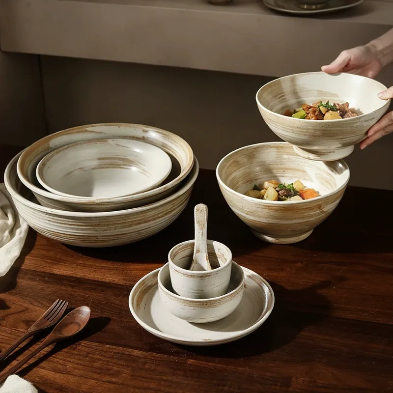 وعاء نودلز من الحجر الخزفي بضربة فرشاة tableware view 4