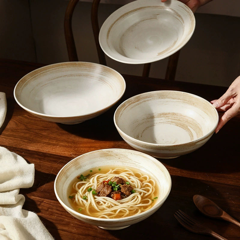 Stoneware Noodle Bowl with Wood Grain tableware view 2