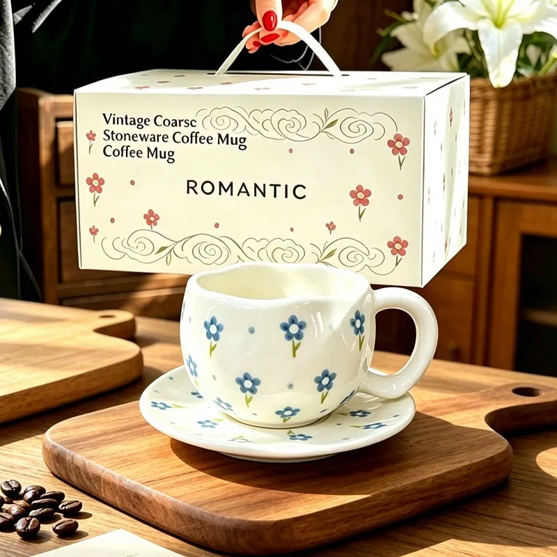 불규칙한 세라믹 커피컵 앤 소서 세트 tableware view 3