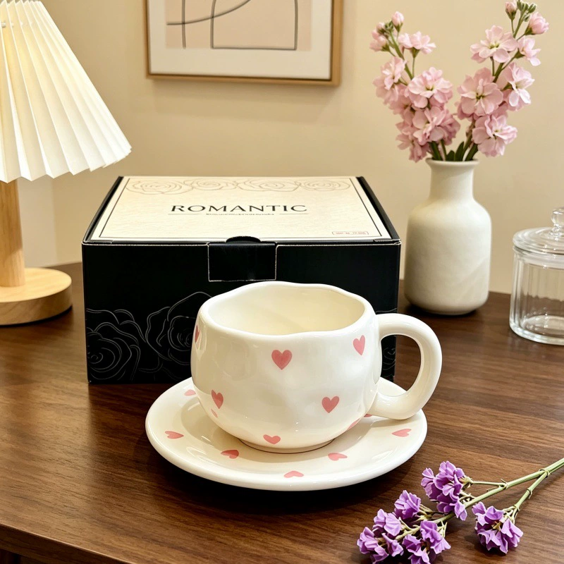 불규칙한 세라믹 커피컵 앤 소서 세트 tableware view 8
