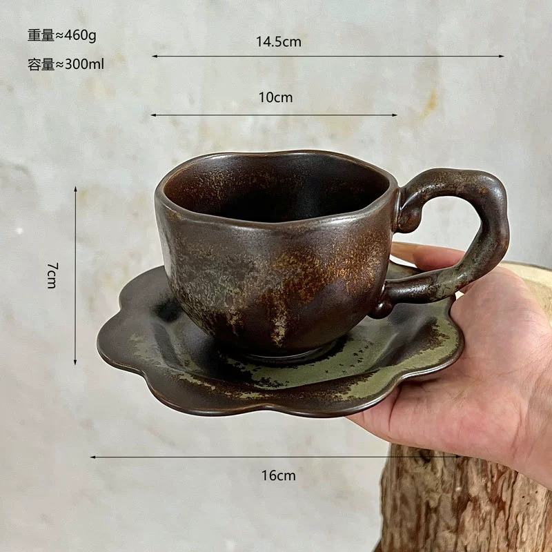طقم فنجان وصحن قهوة سيراميك بتأثير الفرن الياباني tableware view 7