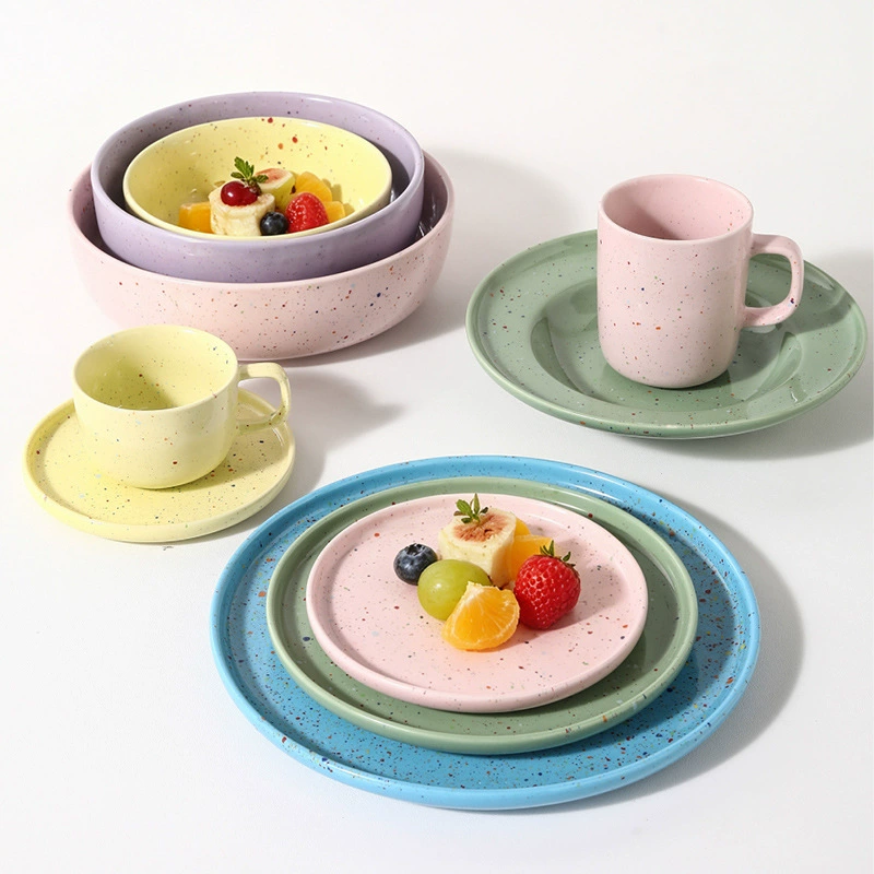 Porcelain Dinnerware Set with Splatter Glaze