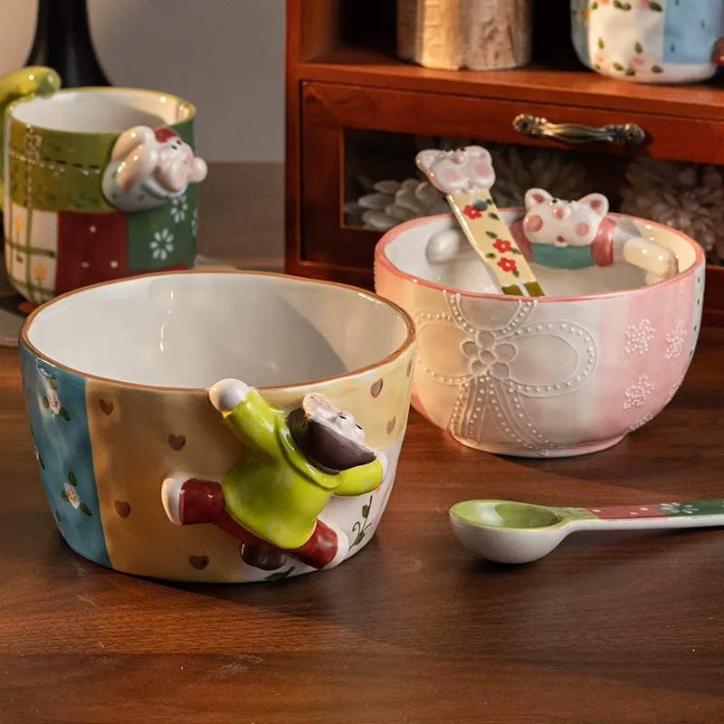 Hand-Painted Porcelain Rice Bowl