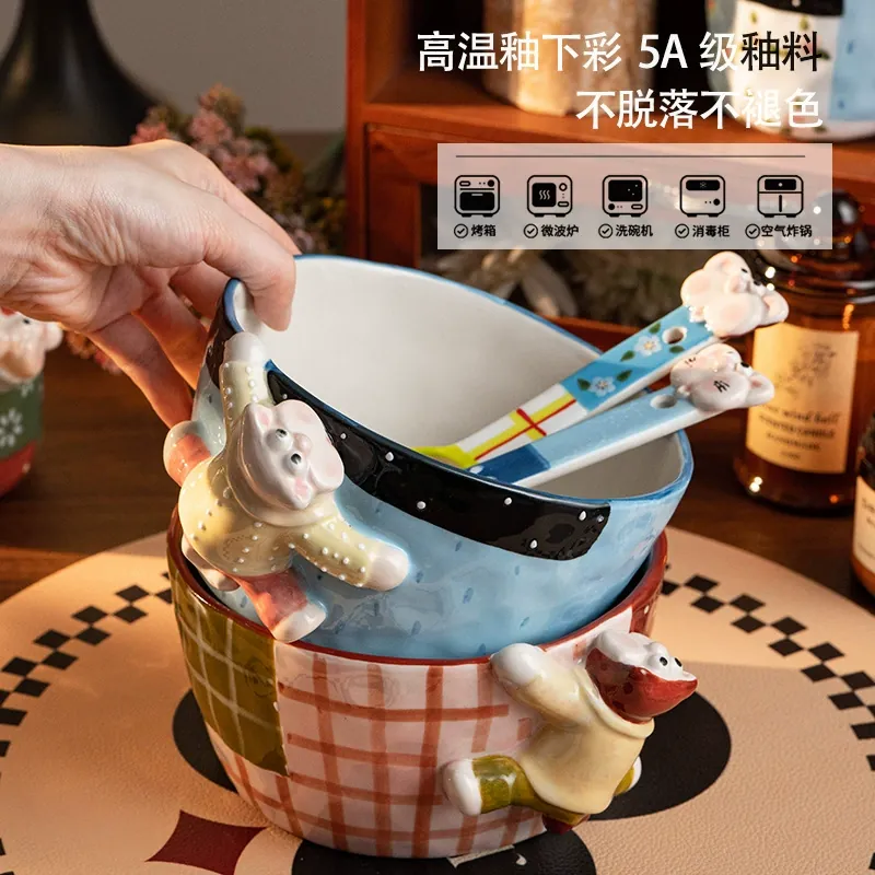 وعاء أرز من البورسلين مرسوم يدويًا tableware view 4