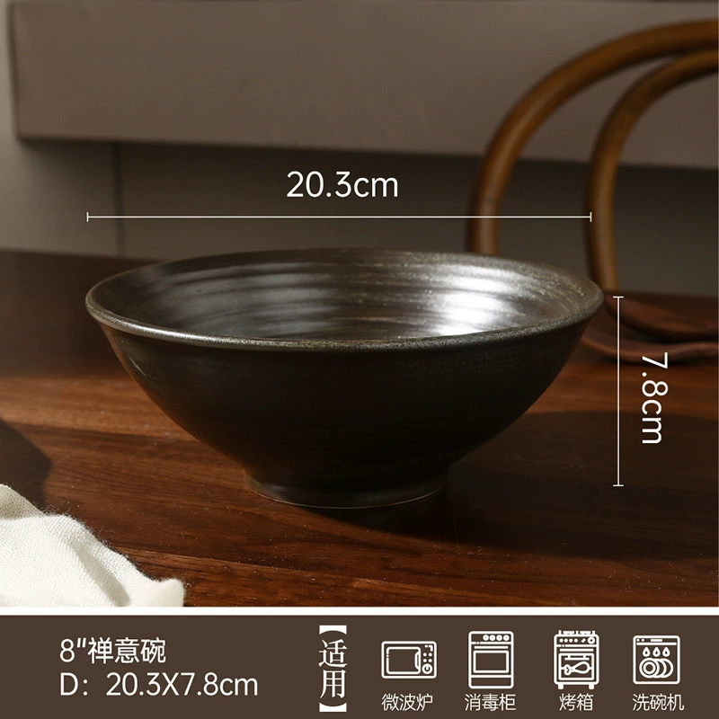Tigela de macarrão de grés com borda preta tableware view 6