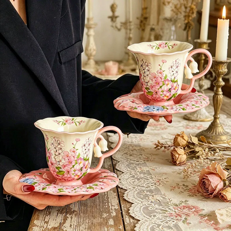 طقم كوب وصحن سيراميك لوحة زيتية tableware view 4