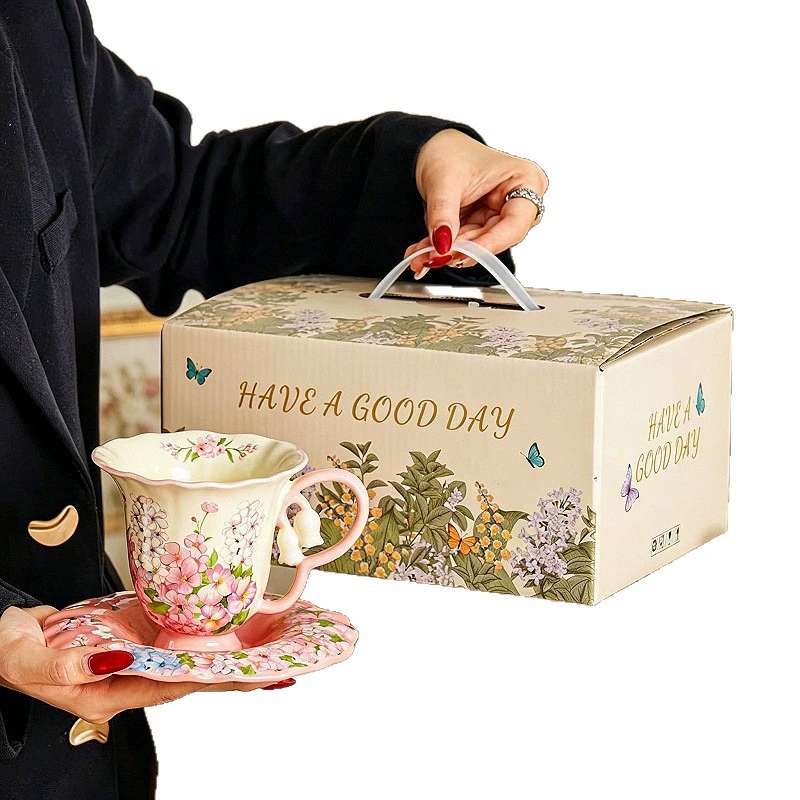 طقم كوب وصحن سيراميك لوحة زيتية tableware view 5