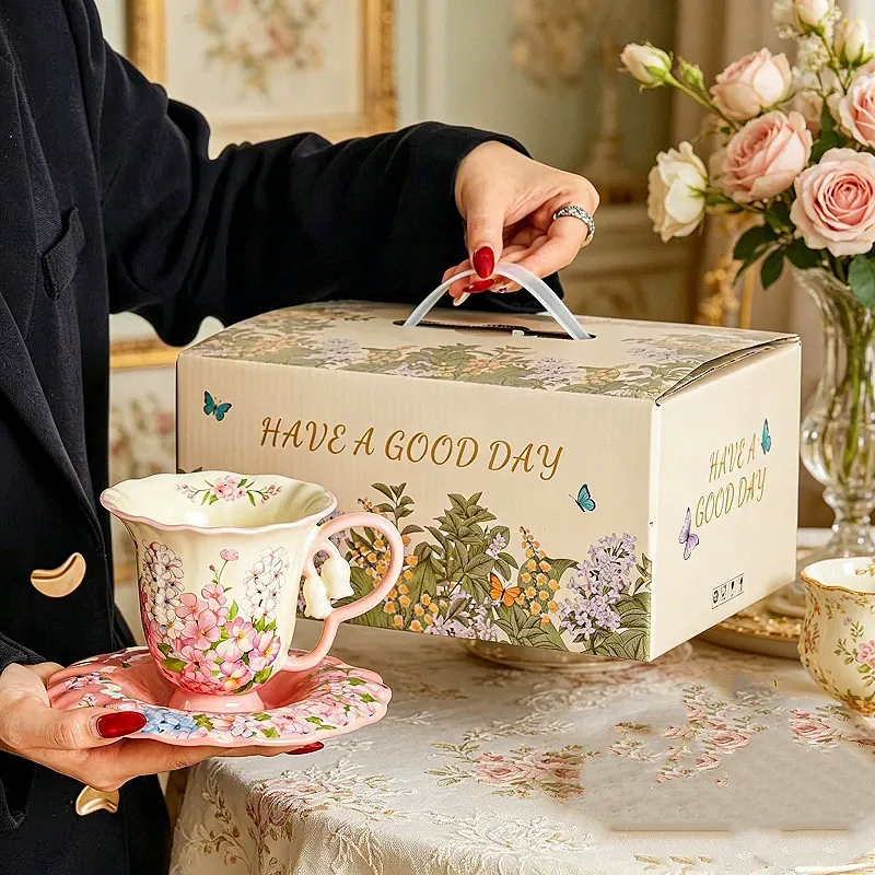 طقم كوب وصحن سيراميك لوحة زيتية tableware view 7