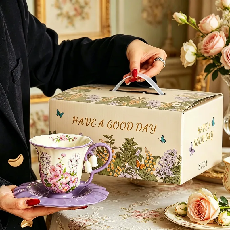 طقم كوب وصحن سيراميك لوحة زيتية tableware view 8