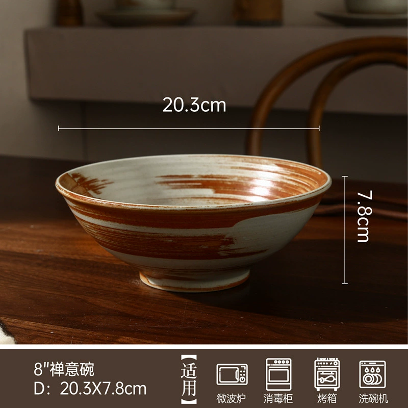 Porcelain Noodle Bowl with Distressed Finish tableware view 6