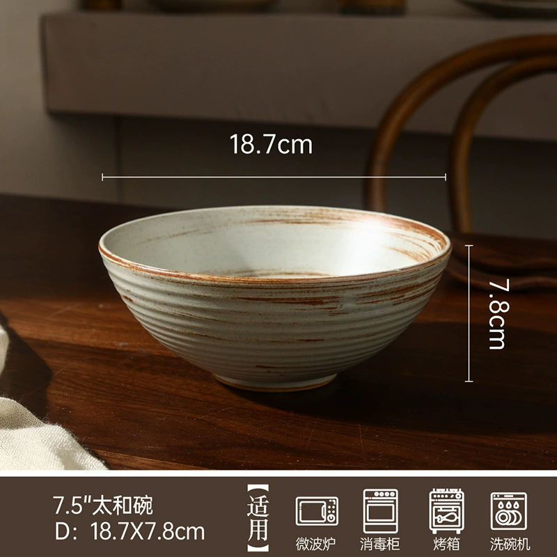 Porcelain Noodle Bowl with Distressed Finish tableware view 10