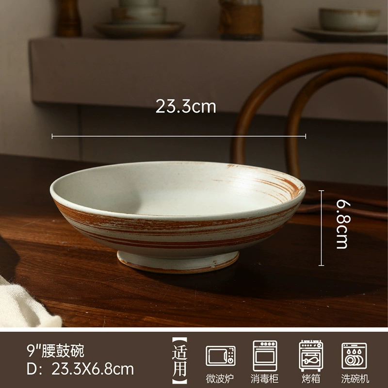 Porcelain Noodle Bowl with Distressed Finish tableware view 11