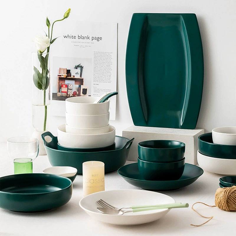 Service de vaisselle en porcelaine vert émeraude tableware view 2
