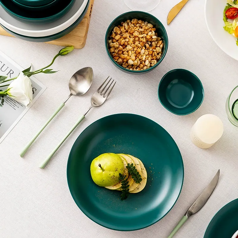 Service de vaisselle en porcelaine vert émeraude tableware view 4