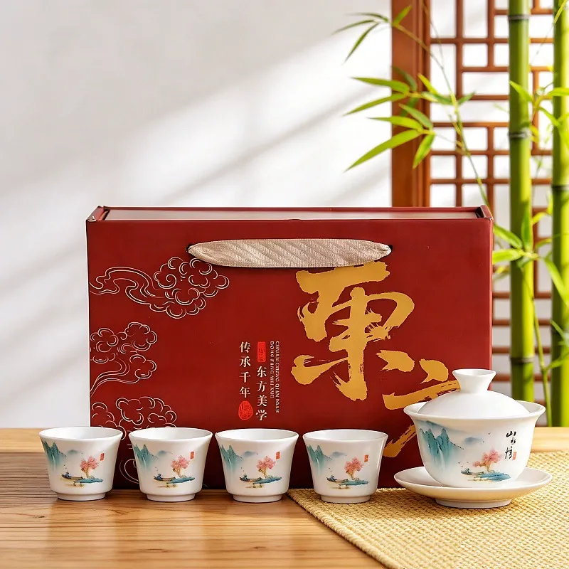 White Porcelain Tea Cup Set with Saucers tableware view 6