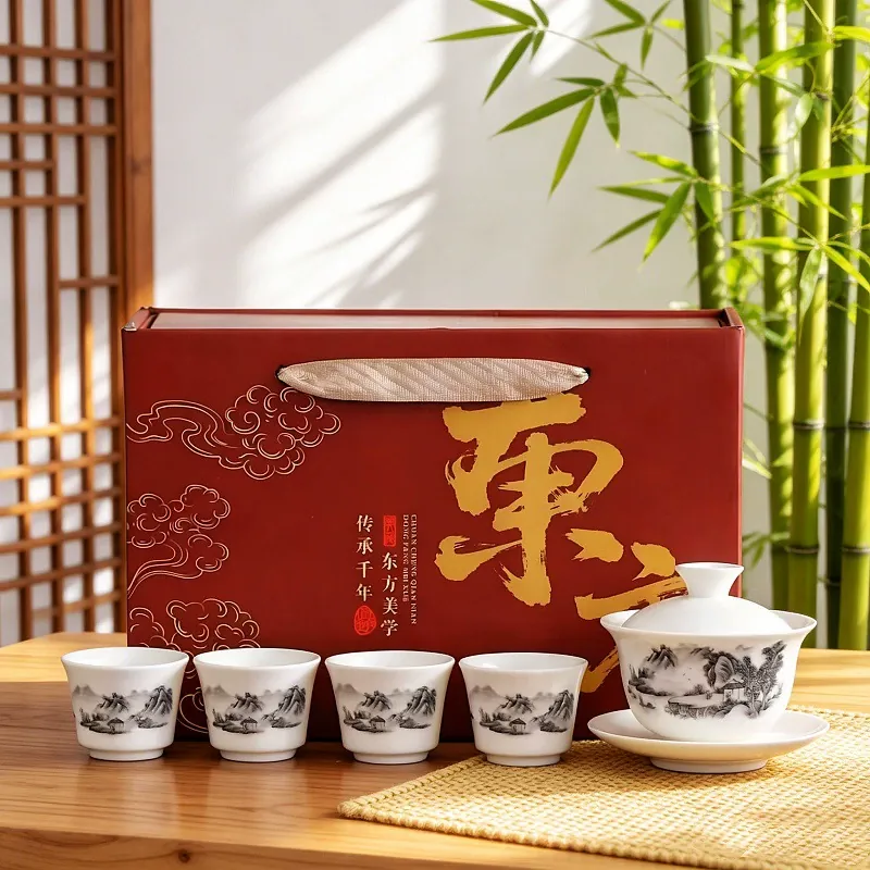White Porcelain Tea Cup Set with Saucers tableware view 8