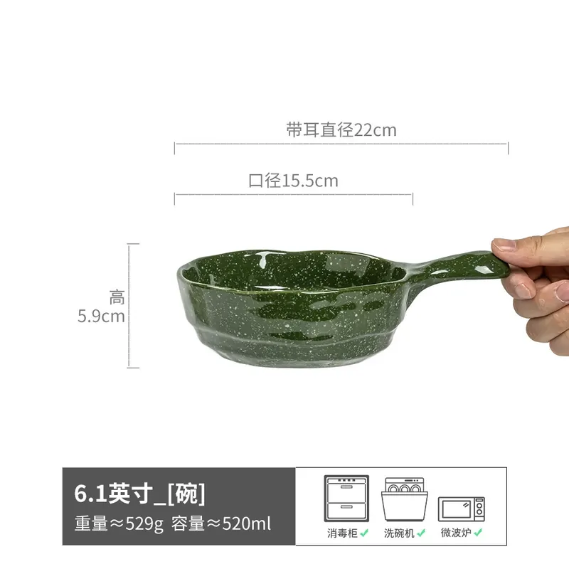 Ink Wash Ceramic Bowl with Handle tableware view 6