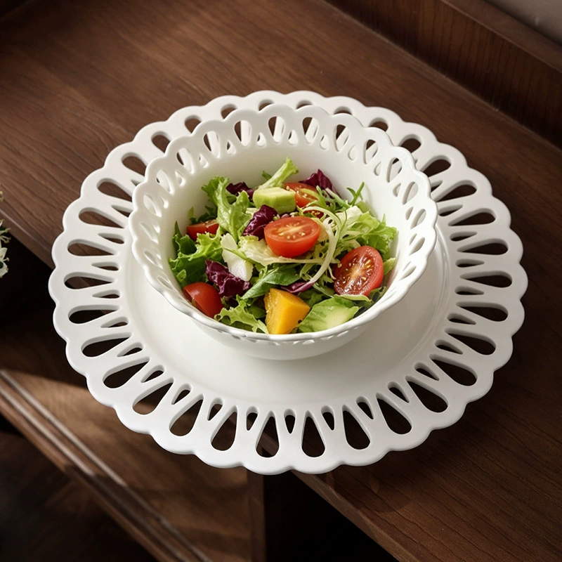 Porcelain Plate with Lace Edge tableware view 2