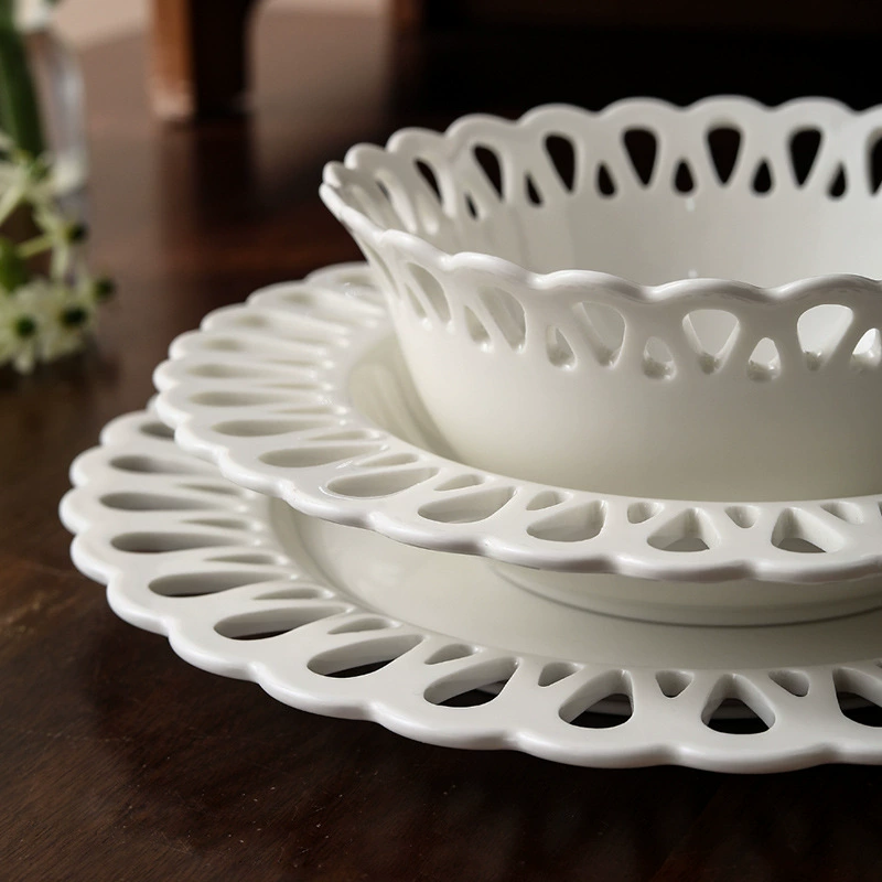 Porcelain Plate with Lace Edge tableware view 4