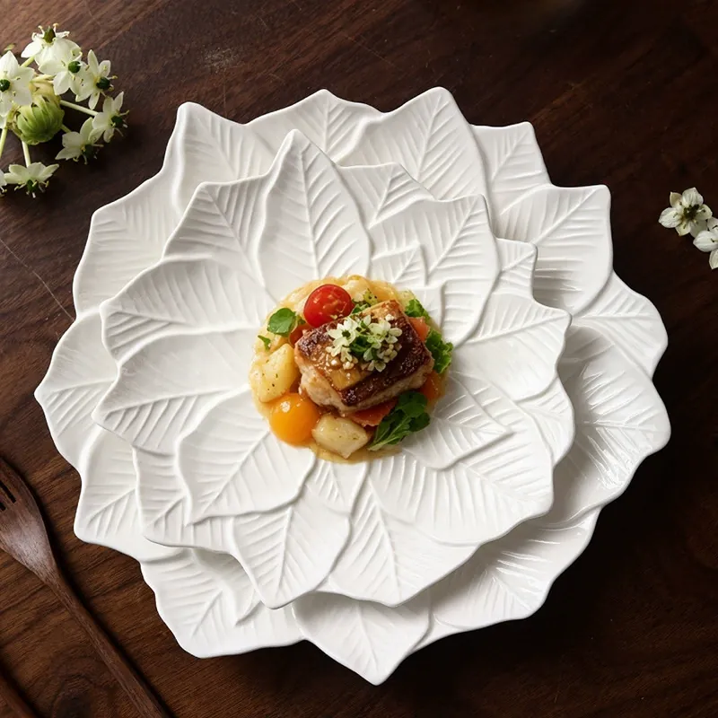 Porcelain Leaf-Shaped Plate tableware view 3