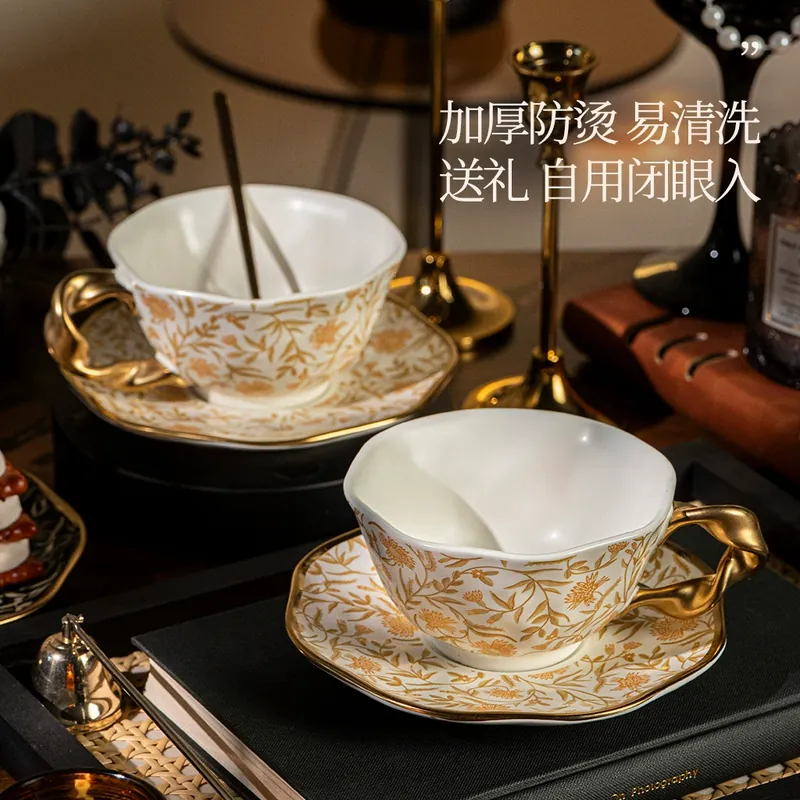 Porcelain Coffee Cup and Saucer Set tableware view 3