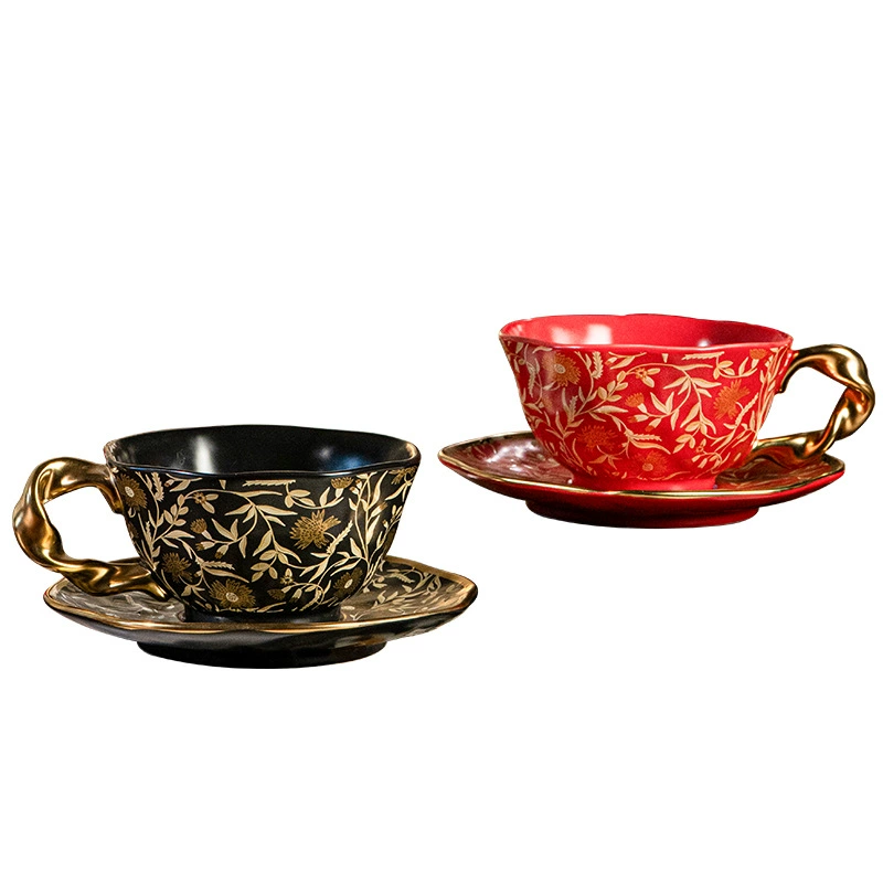 Porcelain Coffee Cup and Saucer Set tableware view 5