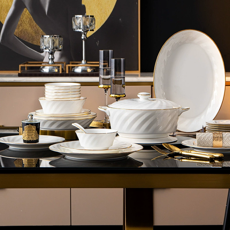 Bone China Dinnerware Set with Relief