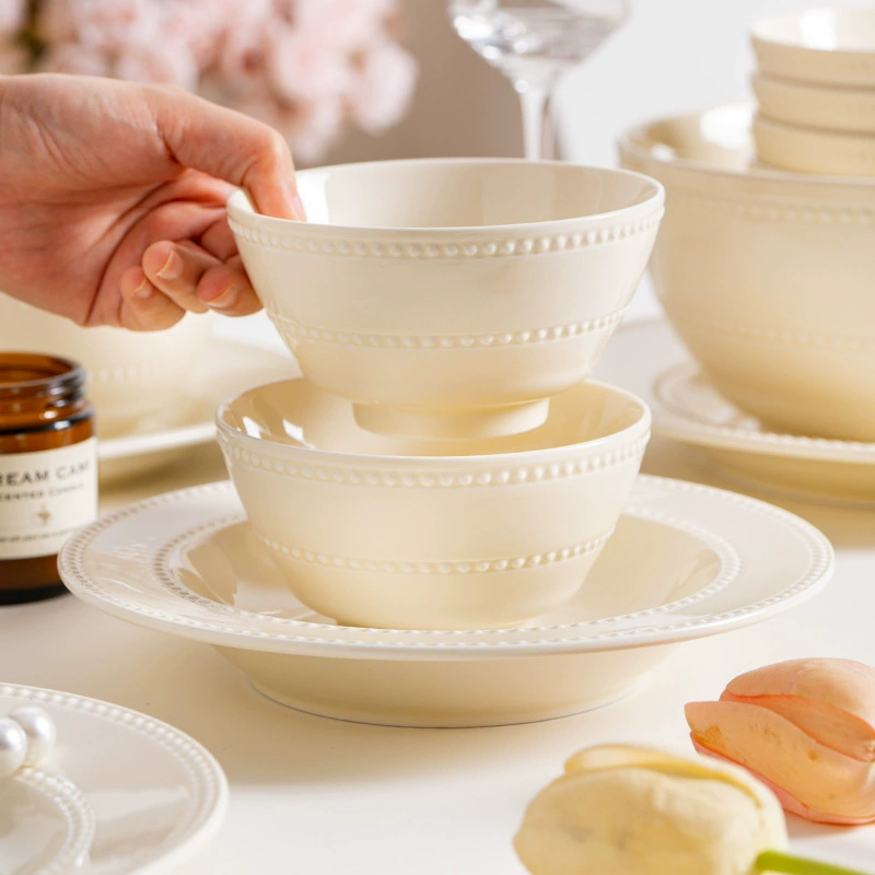 Cream Style Porcelain Dinnerware Set