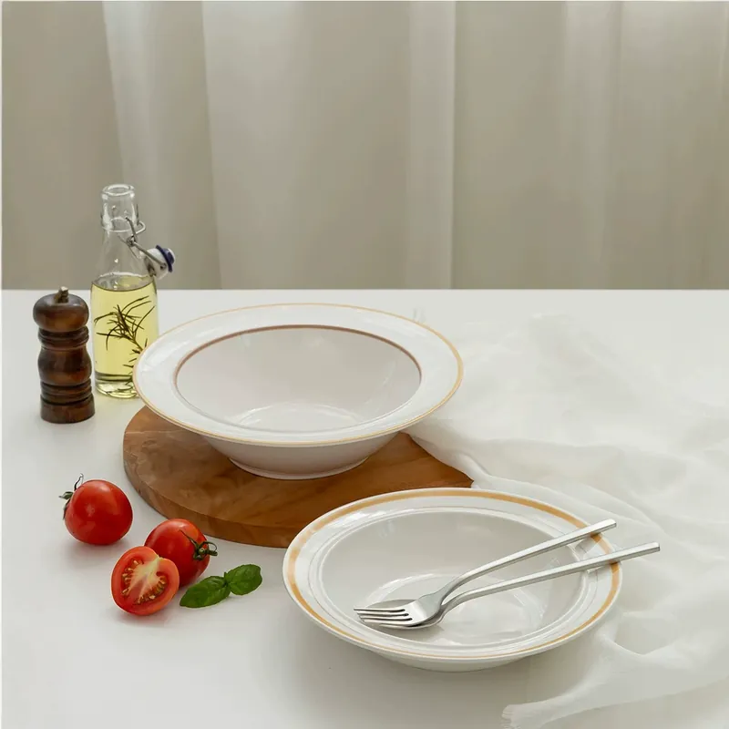 Фарфоровая тарелка для пасты в форме соломенной шляпы tableware view 4