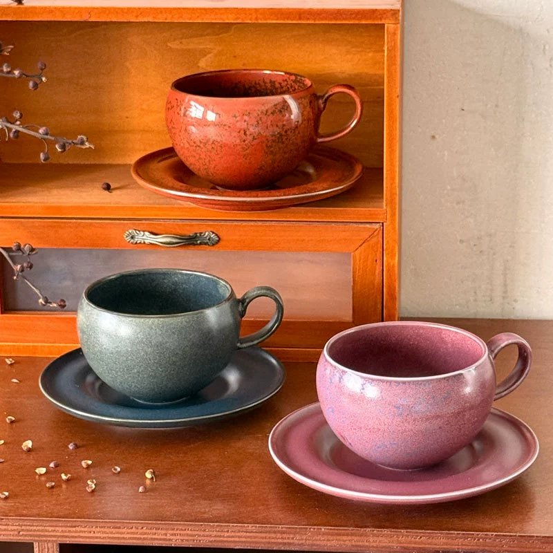 Egg-Shaped Ceramic Coffee Cup and Saucer Set