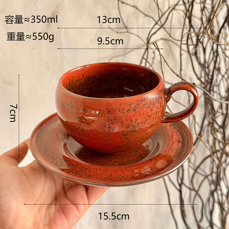 달걀형 도자기 커피 컵과 소서 세트 tableware view 7