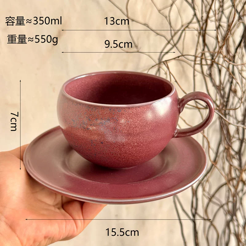 달걀형 도자기 커피 컵과 소서 세트 tableware view 9