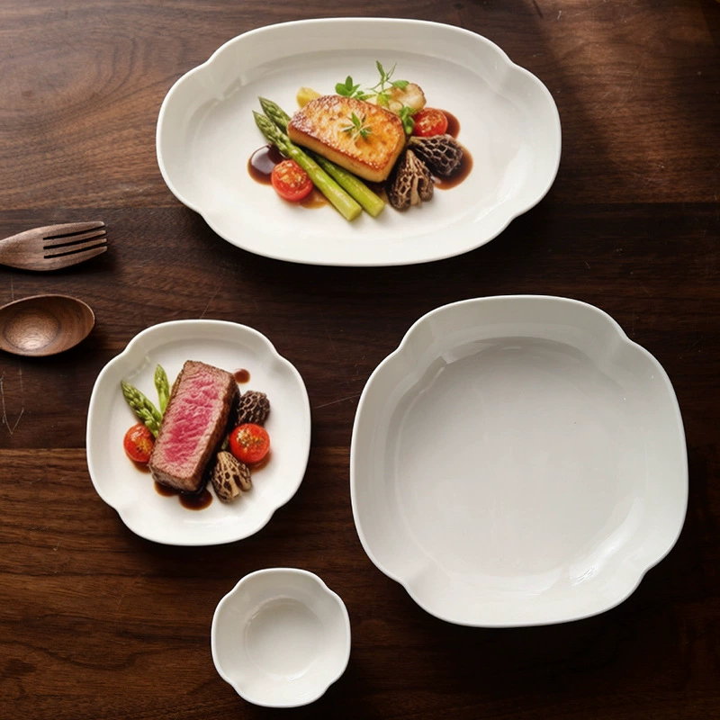 طبق بورسلين غير منتظم بحافة زهرة البرقوق tableware view 4