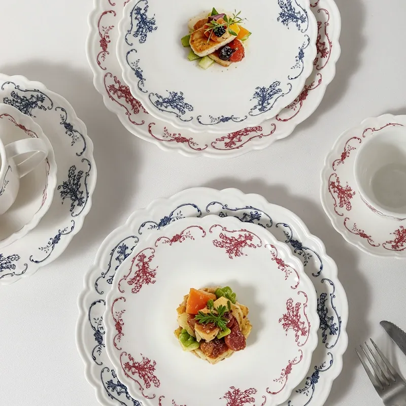 Porcelain Dinnerware Set with Floral Pattern