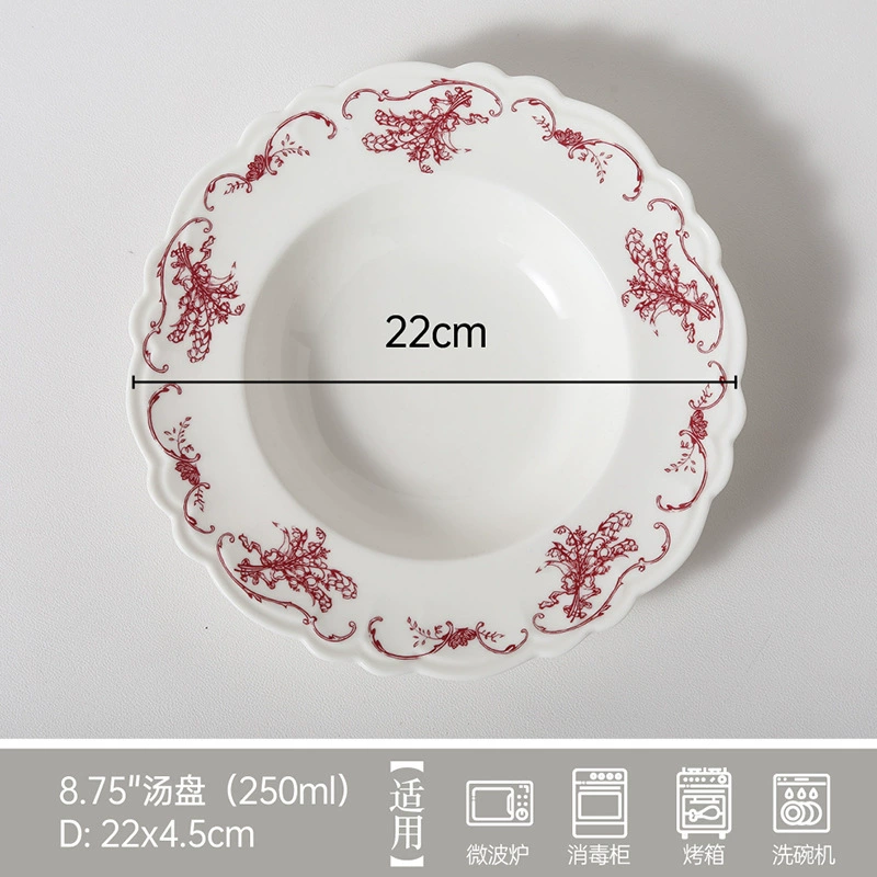 Столовый сервиз из фарфора с цветочным узором tableware view 7