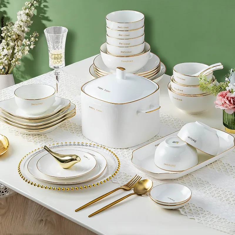 Porcelain Dinnerware Set with Chopsticks tableware view 3