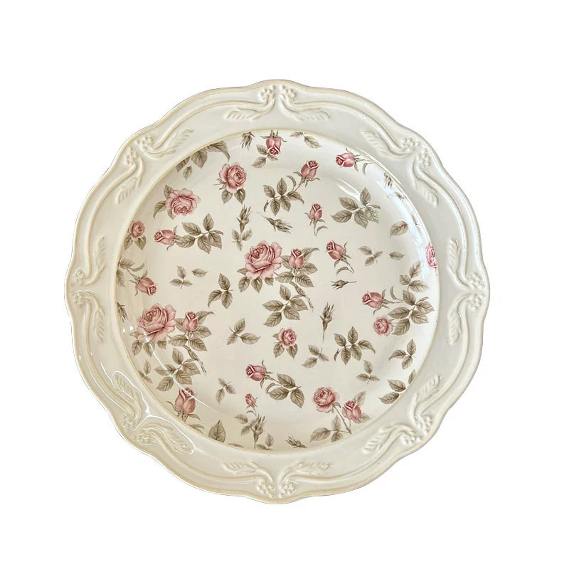 Service de table en céramique rose embossée tableware view 5