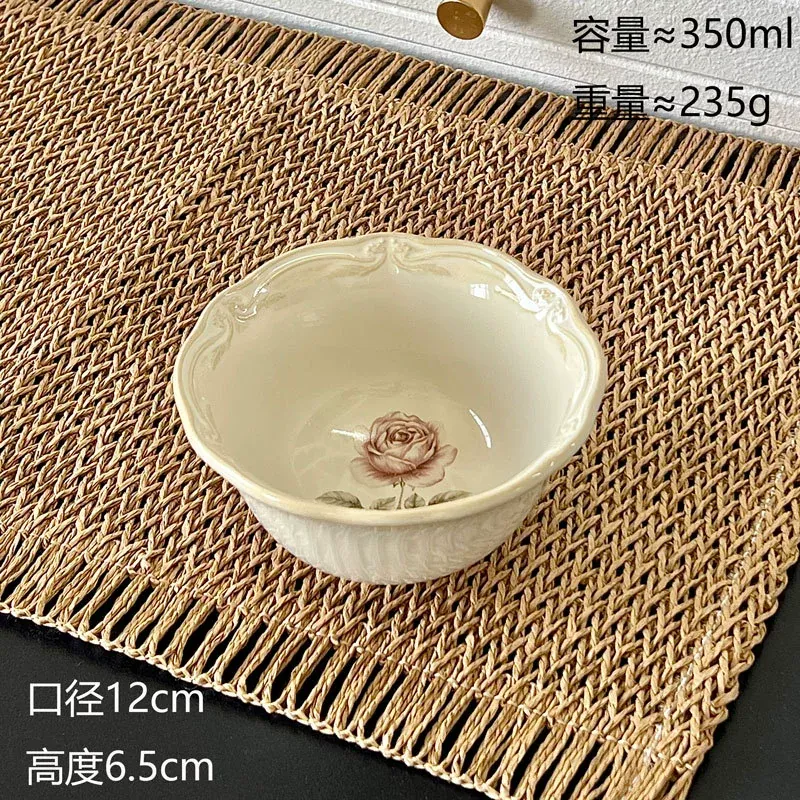 Service de table en céramique rose embossée tableware view 6