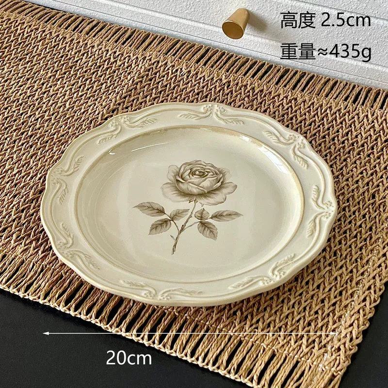 Service de table en céramique rose embossée tableware view 7