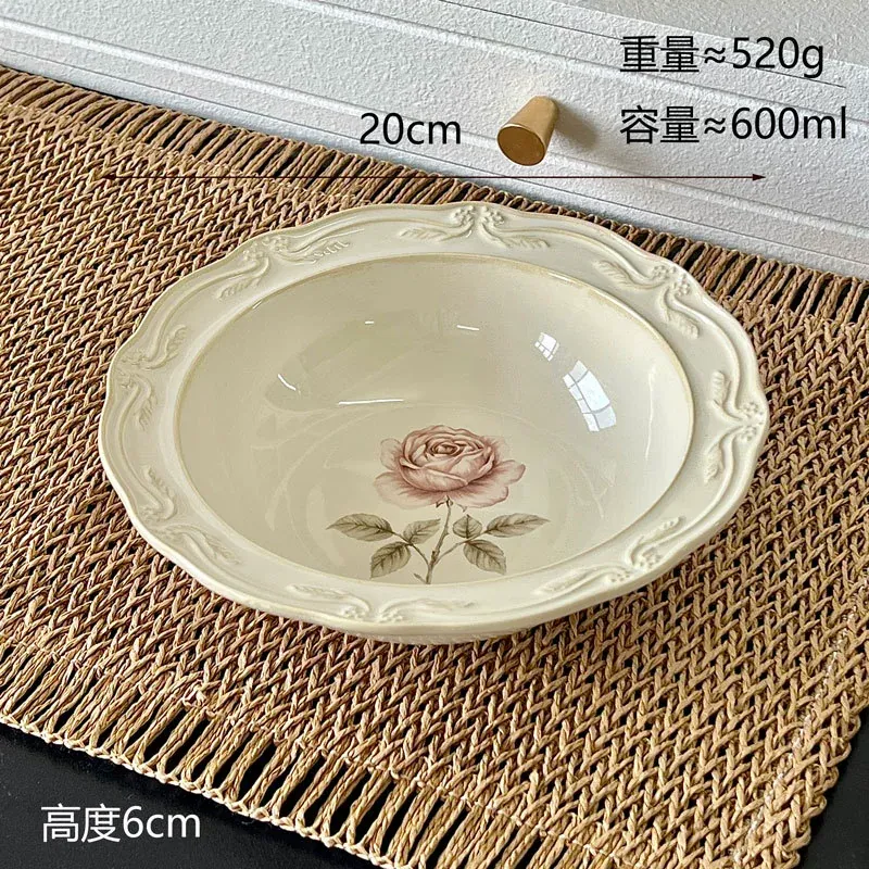 Service de table en céramique rose embossée tableware view 8