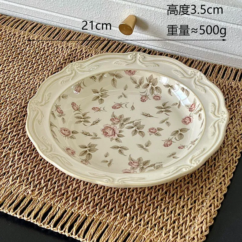 Service de table en céramique rose embossée tableware view 9