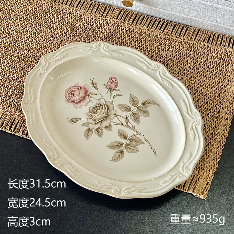 Service de table en céramique rose embossée tableware view 12