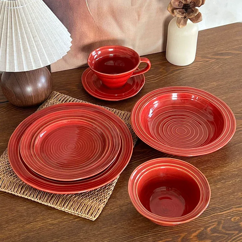 Red Glaze Ceramic Dinnerware Set