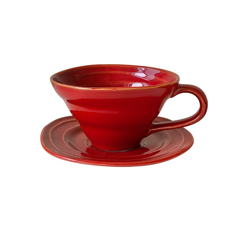 Juego de vajilla de cerámica esmalte rojo tableware view 5